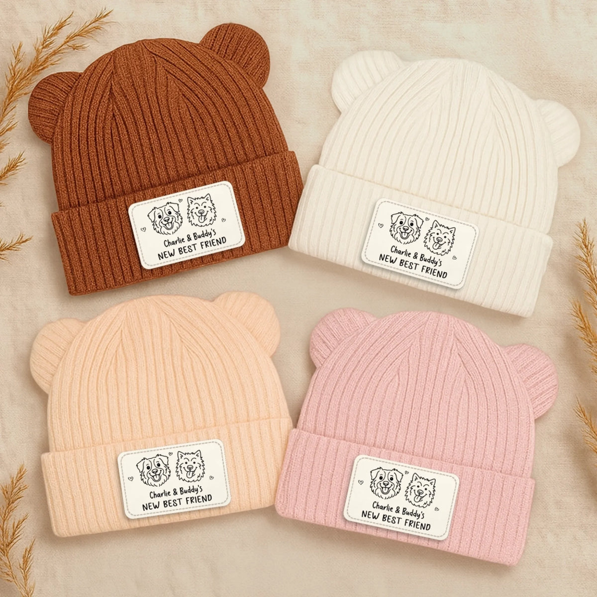 Custom Baby Beanie And Mittens Set - Personalized Baby Shower, Gender Reveal Gifts For New Moms, New Dads, New Parents, Dog Dad And Mom - A Tiny Spark Lights Our World
