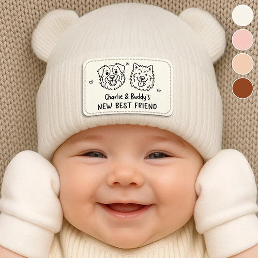 Custom Baby Beanie And Mittens Set - Personalized Baby Shower, Gender Reveal Gifts For New Moms, New Dads, New Parents, Dog Dad And Mom - A Tiny Spark Lights Our World